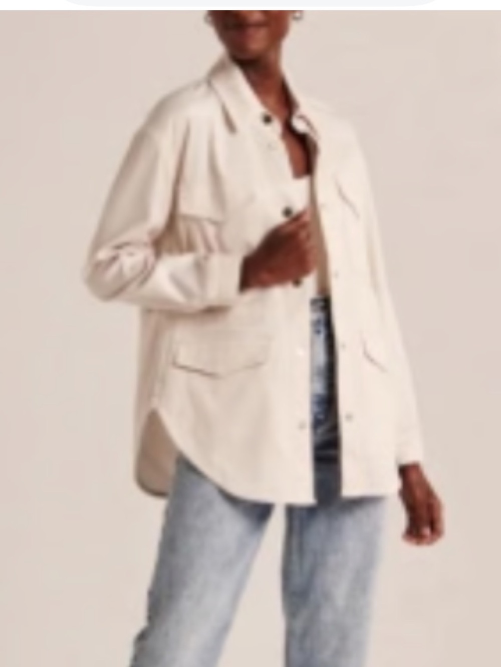 Abercrombie & Fitch Off-White Utility Jacket with Front Pockets